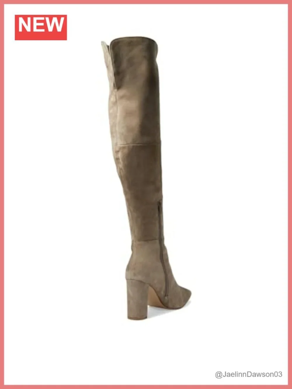 Suede Over-the-Knee Boots Block Heel Pointed Toe Zipper